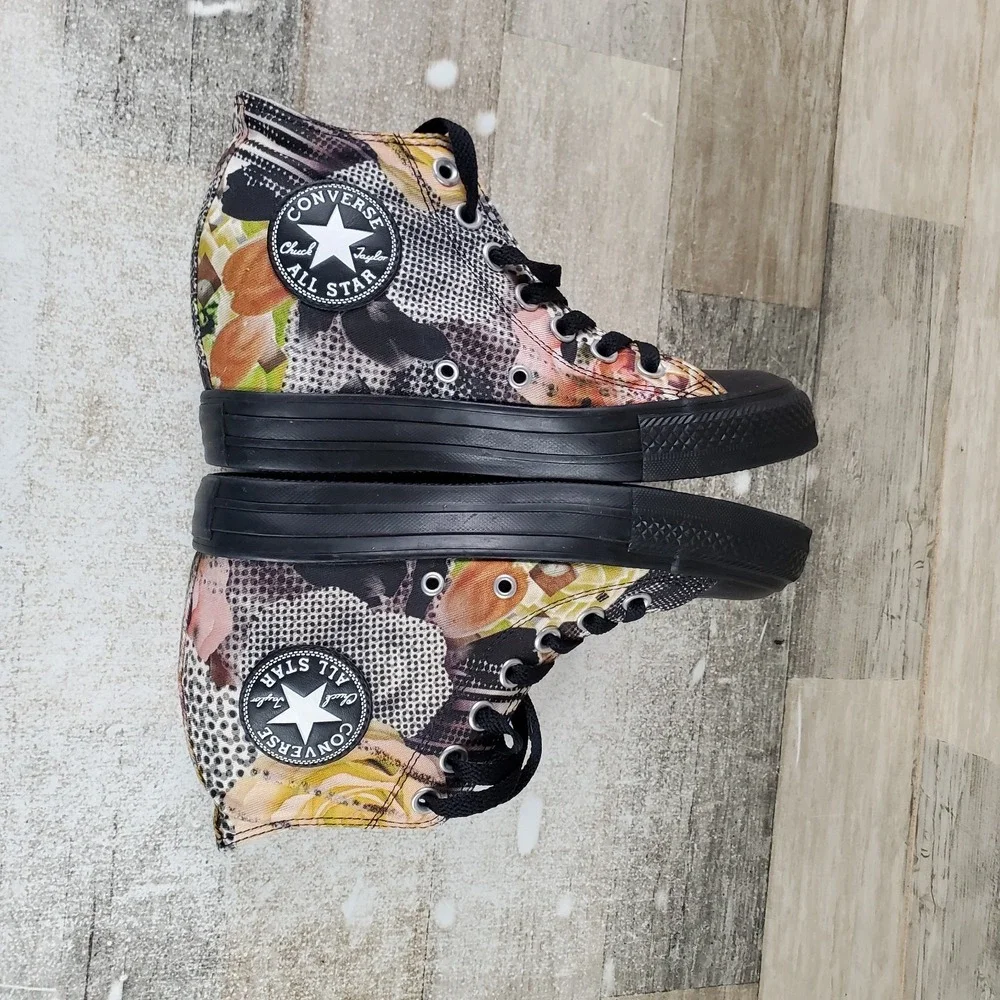 Converse Chuck Taylor All Star Womens Wedge Shoes Sz 7 Floral Sneakers Lift‎